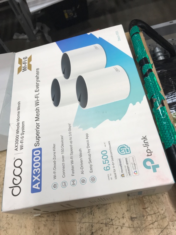 Photo 1 of TP-Link Deco AX3000 WiFi 6 Mesh System(Deco X55) - Covers up to 6500 Sq.Ft. , Replaces Wireless Router and Extender, 3 Gigabit ports per unit, supports Ethernet Backhaul (3-pack)