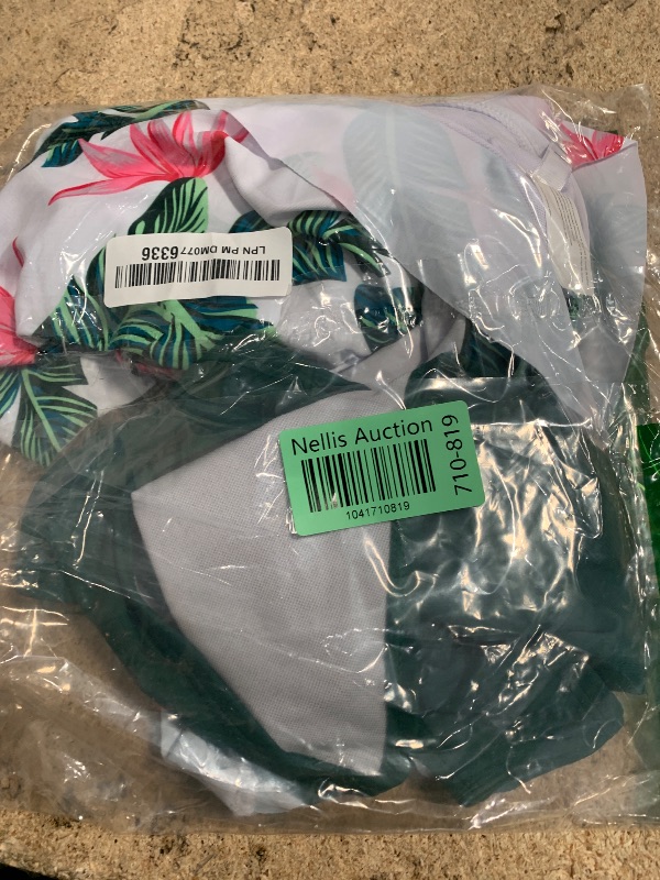 Photo 1 of Arshiner Girls Swimsuit Two Pieces Bikini Set Ruffle Bathing Suits Flounced Tankini Swimwear Green Strelitzia Print Size 14-15