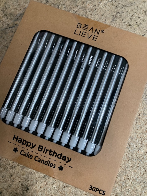 Photo 1 of BEAN LIEVE 30-Count Silver Long Thin Metallic Birthday Candles, Cake Candles, Birthday Parties, Wedding Decorations, Party Candles, Cake Decorations