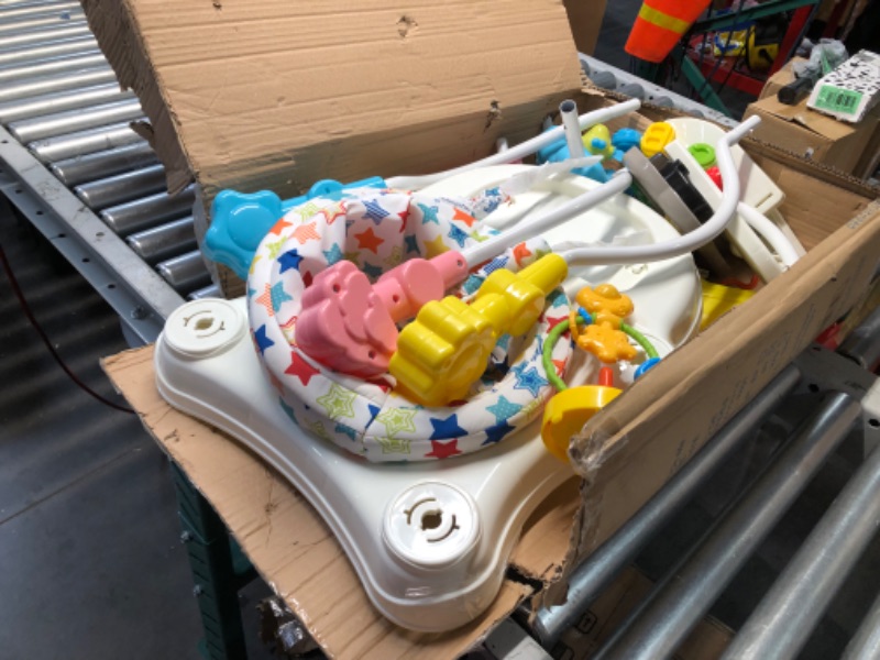 Photo 1 of *USED-MISSING PARTS - SEE PICTURES*Dream On Me Zany 2-in-1 Baby Activity Center and Bouncer in Star Print, Sturdy and Strong Frame, 3 Height Positions, 360° Rotating Seat, 12 Songs with Flash Lights