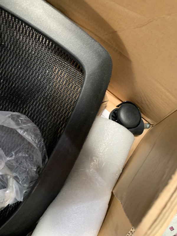 Photo 1 of (Missing hardwaare) Amazon Basics Ergonomic High-Back Desk Chair, Comfortable Flip-Up Armrests, Contoured Mesh Seat, Swivel, Black