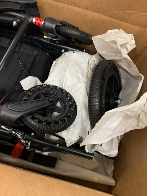 Photo 1 of 12-Inch Honeycomb Wheel Ultralight Lightweight Folding Wheelchair, Travel Wheelchairs with Foldable Pedals and Flip-Backs Arms, Handbrake & Storage Bag (Only 17lbs)