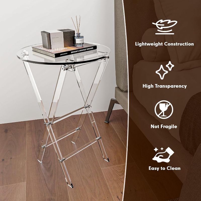 Photo 1 of ***PARTS ONLY***DigDozer Acrylic Folding TV Tray Table - 23" High Acrylic Table, Foldable Desks for Small Spaces, Living Room, Bed Room, TV Dinner Table with Easy Assembly