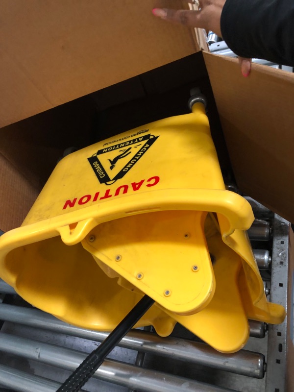 Photo 1 of Amazon Basics Rectangular Mop Bucket and Down Press Wringer Combo, 35-Quart, Yellow (Previously AmazonCommercial brand)