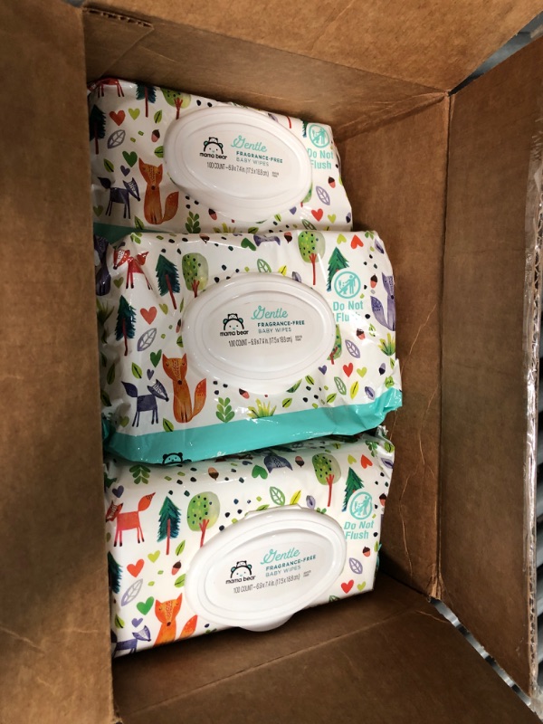 Photo 1 of Amazon Brand - Mama Bear Gentle Fragrance Free Baby Wipes, Hypoallergenic, Sensitive Skin, Unscented, 800 Count (8 Packs of 100)