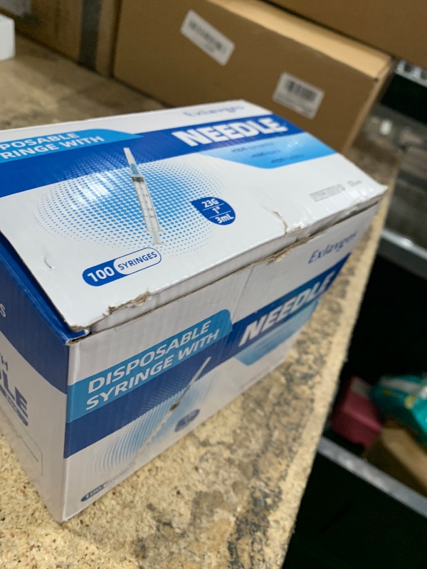 Photo 1 of 100 Pack Disposable 3ml/cc Lab Syringes with 23Ga 1 Inch Needle Luer Lock, Individually Sealed Packed