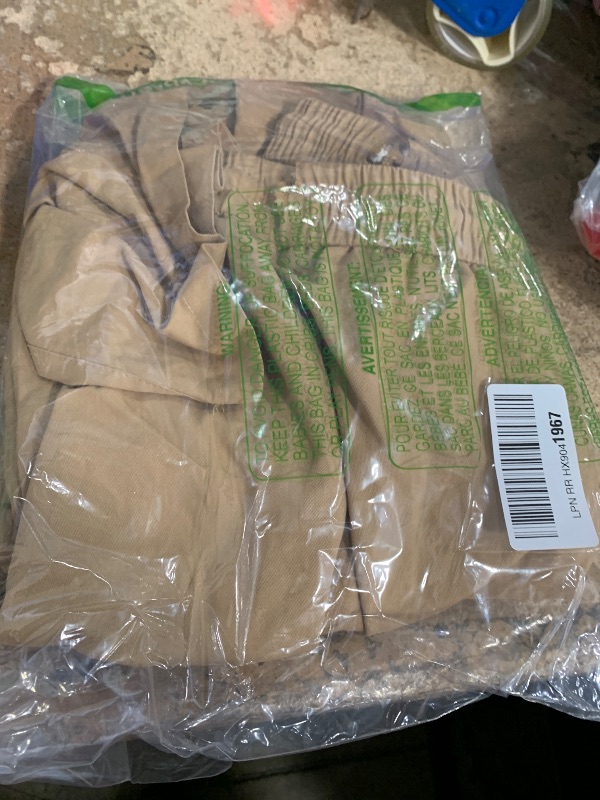 Photo 1 of Baggy Cargo Pants Men Wide Casual Parachute Pants Men Jogger Drawstring Hiking Hip Hop Pants with Pocket Khaki 2XL