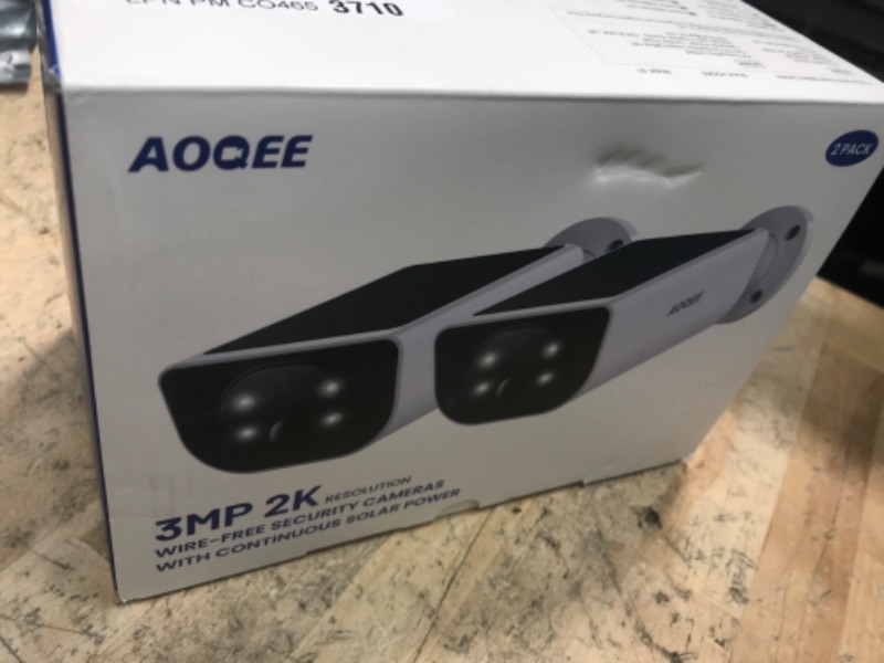 Photo 1 of AOQEE Security Cameras Wireless Outdoor-2.4Ghz WiFi Home Security Cameras with built-in Solar Panel, 2K Color Night Vision, Cloud Storage (optional), PIR Detection, Waterproof, Works with Alexa, S1 2P