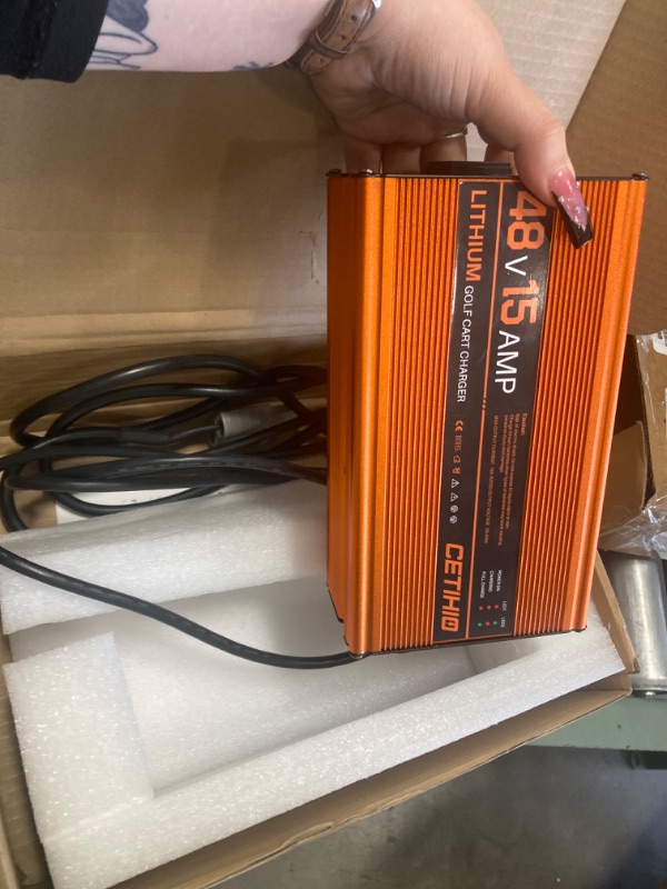 Photo 1 of (ForParts. Unfunctional) 48 Volt Lithium Battery Charger for Golf Carts with Anderson Plug. 15 AMP Golf Cart LIFEPO4 Battery Charger. 16FT, 3-Stage Charge Technology, (Output: 58.4 Volts) 3-5 Hours Full Charge, Smarter