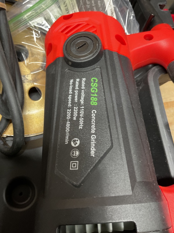 Photo 1 of ***FINAL SALE DIDNT POWER ON PARTS ONLY ITEM*** GLAUCUS® 7-Inch Concrete Surface Grinder, Angle Grinder Kit with Dust Shroud, floor grinder, 2200W Motor,Auxiliary Handle, Diamond Wheel, 90° Seamless sanding for Floor, Wall, Adhesive and Ceiling