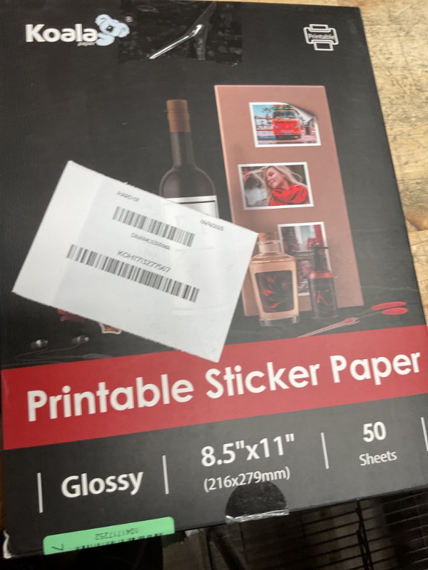 Photo 1 of (50 Sheets) Koala Glossy Sticker Paper for Inkjet Printer, Printable Sticker Paper White, 8.5x11 Inch Self-Adhesive Photo Sticker Printer Paper