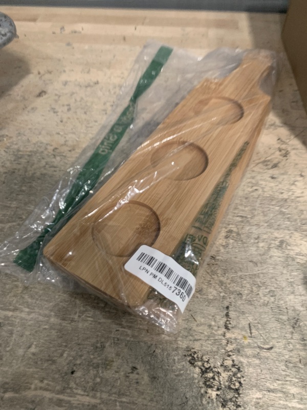 Photo 1 of 2PCS Flight Board for Tasting, 3 Slots Bamboo Wine Holder 2.17 INCH Dia Base Serving Display Rack Paddle for Whiskey, Beer, Drink Glass Jars, (Round) 15.0L x 3.9W