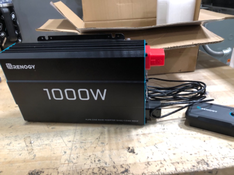 Photo 1 of *UNABLE TO TEST* Renogy 1000W Pure Sine Wave Inverter 12V DC to 120V AC Converter for Home, RV, Truck, Off-Grid Solar Power 110V with Built-in 5V/2.1A USB Port, Hardwire Remote Controller