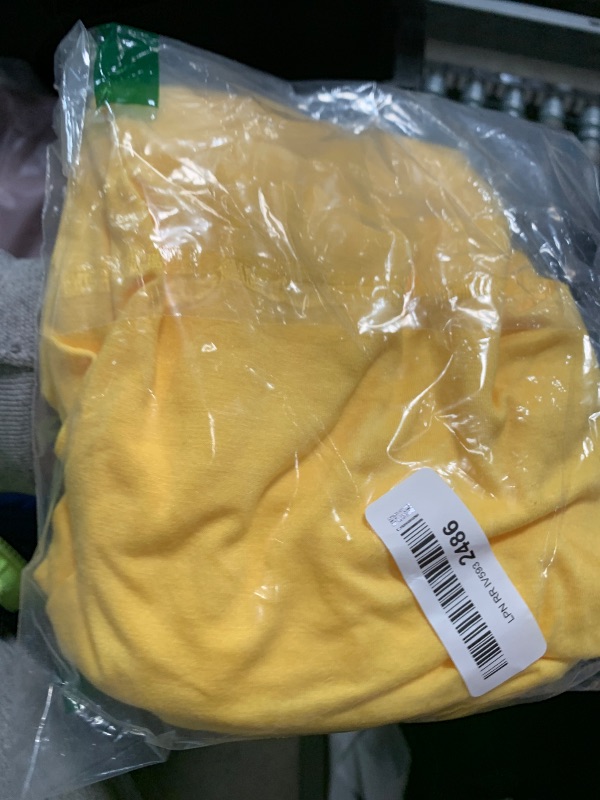 Photo 1 of ATHMILE Womens V Neck Short Sleeve Summer T Shirts Curved Hem Plain Top Beach Lemon large 