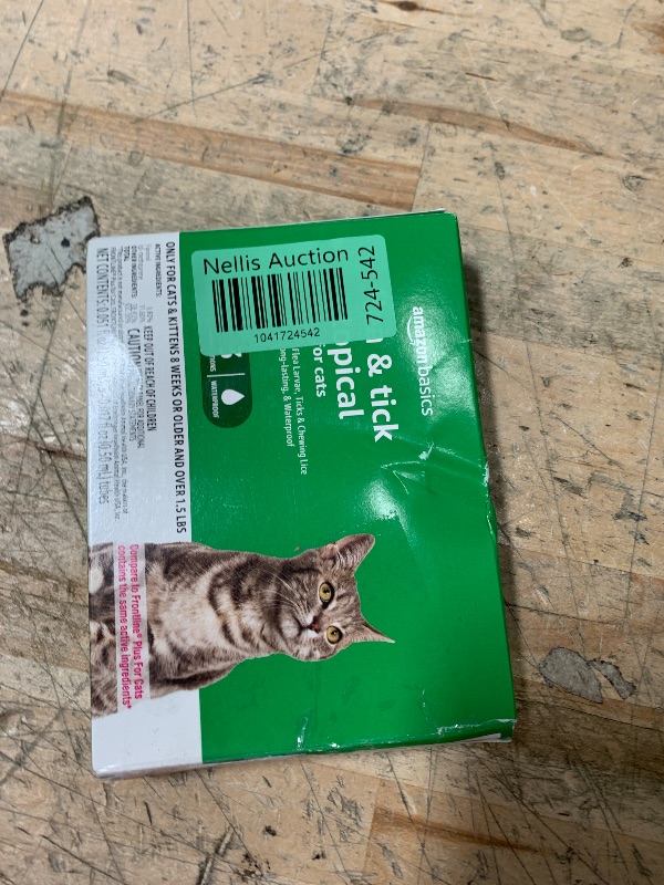 Photo 1 of Amazon Basics Flea and Tick Topical Treatment for Cats (over 1.5 pounds), 3 Count (Previously Solimo)
