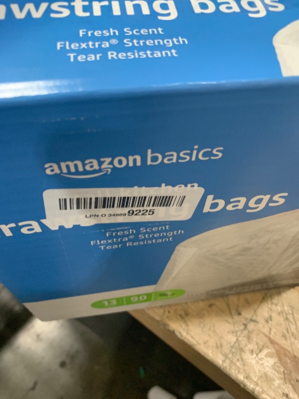 Photo 1 of Amazon Basics Flextra Tall Kitchen Drawstring Trash Bags, Fresh Scent, 13 Gallon, 90 Count