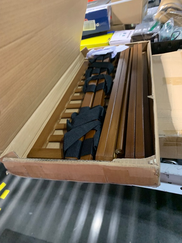 Photo 1 of MISSING HARDWARE****
Forevich Luggage Rack Bamboo Folding Suitcase Stand with storage shelf for guest room Living Room Hotel Essentials Heavy-Duty Luggage Holder for suitcases bags shoes Chestnut Brown