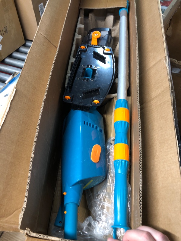 Photo 1 of (PARTIAL SET) (SIGNS OF USE) LVKE Cordless Handheld Pool Vacuum with Telescopic Pole, Rechargeable Battery, 60 Mins Runtime, High-Efficiency Screen and Sponge, Ideal for Spa, Hot Tub, Above-Ground & In-Ground Pools, Lake Blue
