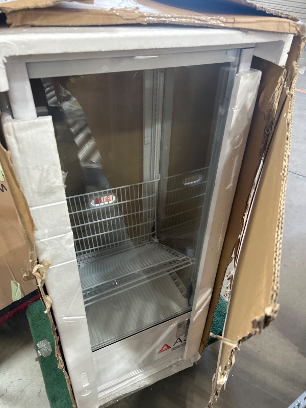 Photo 1 of *** PARTS ONLY *** Commercial Refrigerator, 3.5 Cu. FT Glass Refrigerator Display Case Countertop with Adjustable Shelves, Interior LED Lighting, Display Fridge for Pastry Cake Restaurant, Auto Defrost, White