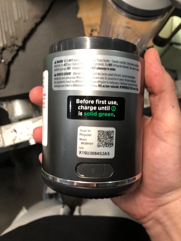 Photo 1 of ***MISSING POWER CORD***

Ninja Blast Max, Portable & Personal Blender + Twist & Go, Smoothie, Blend, Ice Crush, 3 Programs, Cordless, 22 oz removable Vessel, Dishwasher Safe, Leakproof, Grey, BC251GY