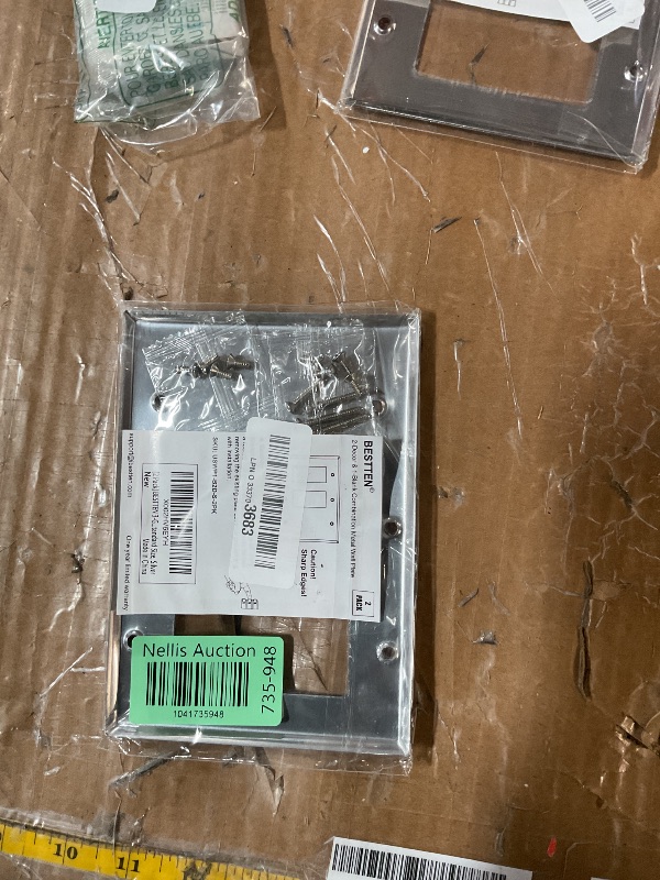 Photo 1 of [2 Pack] BESTTEN 3-Gang Combination Metal Wall Plate with ?hite or Clear Plastic Film, 2-Decorator/1-Blank, Corrosion-Resistant Stainless Steel Outlet and Switch Cover, Brushed Finish