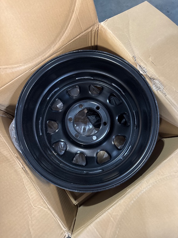 Photo 1 of (DAMAGED) (DENTS/WORN) Rough Country Black Steel 17x9 | 6x5.5 | 4.25 Bore | -12-RC51-7655 Wheel with Painted (17 x 9. inches /6 x 5 inches, -12 mm Offset)