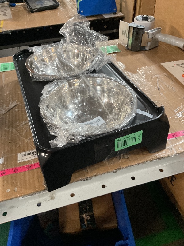 Photo 1 of *MISSING LEGS* COMESOON Elevated Dog Bowls, 4 Height Adjustable Raised Bowl Stand with 2 Thick 50oz Stainless Steel Food Bowls Non-Slip Feeder Adjusts to 3.7'', 9.2'', 10.75'', 12.36'' Black, (DB-W01)
