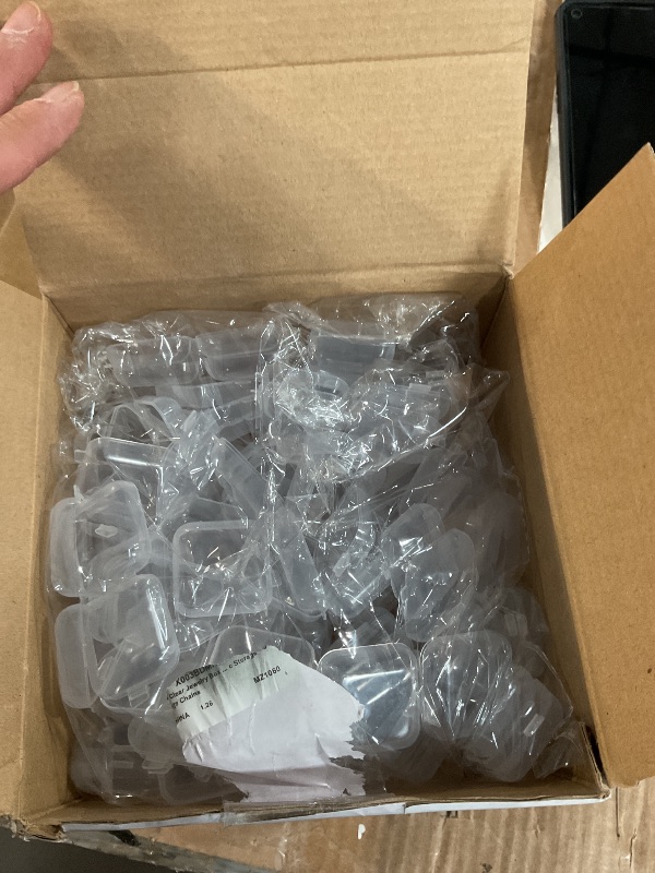 Photo 1 of 100 Pack Mini Clear Jewelry Box Earring Organizers with Hinged Lid Small Plastic Storage Box for Earrings Chains