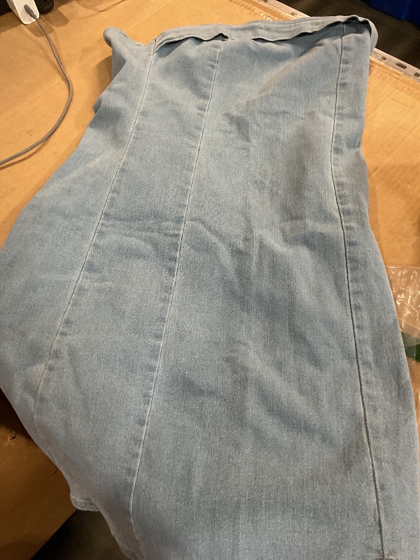 Photo 1 of (See images) Floerns Women's Summer Strapless Tube Split Hem Bodycon Denim Dress Light Blue Medium