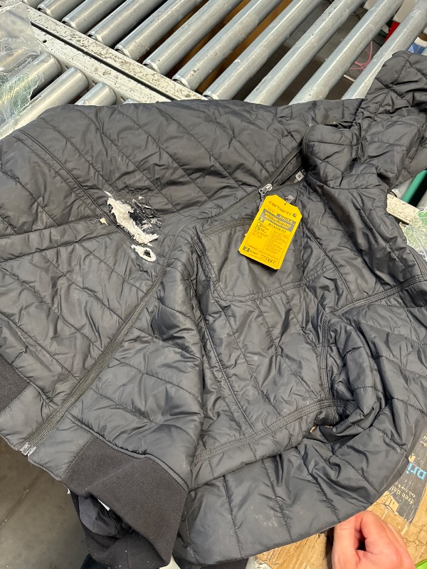 Photo 1 of (USED/FAIR) (BAGGED) Carhartt Men's Rain Defender Relaxed Fit Lightweight Insulated Hooded Jacket, Black