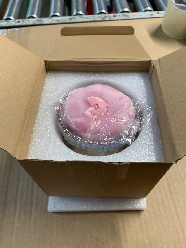 Photo 1 of Tioncy 3 Pcs Large Body Powder Puff and Container Powder Container with Puff Crystal Case Soft Washable Reusable Velour Face Body Glitter Wet Dry Makeup(Simple,Dazzling)