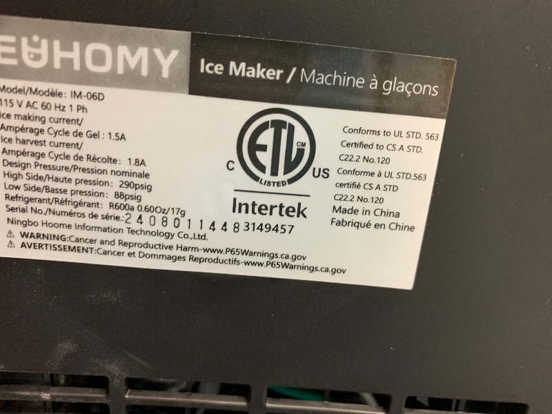 Photo 1 of (MISSING THE ACCESSORIES)  EUHOMY Countertop Ice Maker Machine with Handle