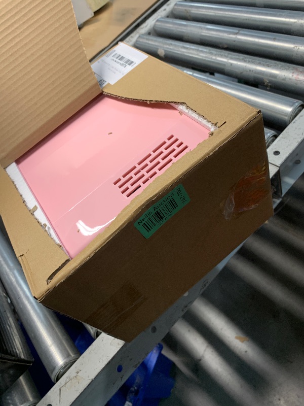 Photo 1 of (NON-FUNCTIONAL) (PARTS) (FAIR) CUTIEWORLD Skincare Fridge - 4L Makeup Fridge for Refrigerating Makeup, Skincare and Food, Mini Fridge for Bedroom, Office and Car, Cooler and Warmer, Beverage Cooler, Leather Pink