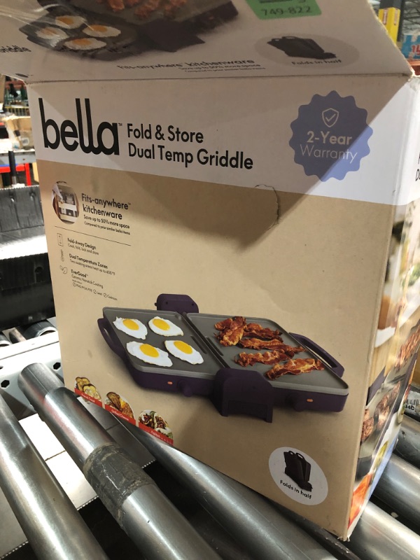 Photo 1 of (Used)(see images) bella 10"x 20" Ceramic Fold-n-Store Dual Temp Griddle, Fits-anywhere Kitchenware, EverGood Ceramic Nonstick Coating, 