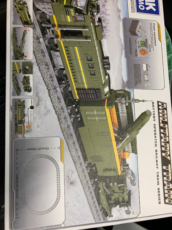 Photo 1 of MKmimo Military Train Building Kit, Compatible with Lego Military Army Train Building Block with Lights, Missiles, Trucks and Train Tracks, Gift for Military Lovers, Teens and Adults (1174 Pieces)