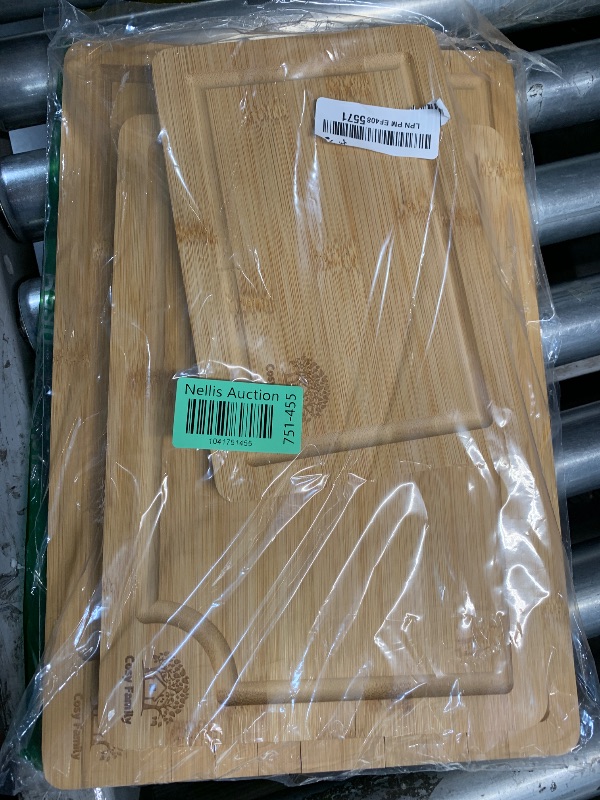 Photo 1 of (USED/FAIR) (PARTIAL SET) (BAGGED) Cosy Family Wood Cutting Boards for Kitchen - Set of 3 - Bamboo Cutting Boards with Juice Groove, Serving Board Set, Thick Chopping Board for Meat, Veggies, Easy to clean
