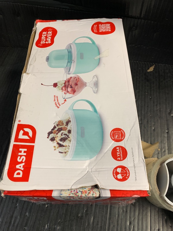 Photo 1 of (sold for parts only)DASH My Mug Ice Cream Maker Machine (Aqua): Multi-Purpose Soft Serve Ice Cream Machine with (2) Bowls
