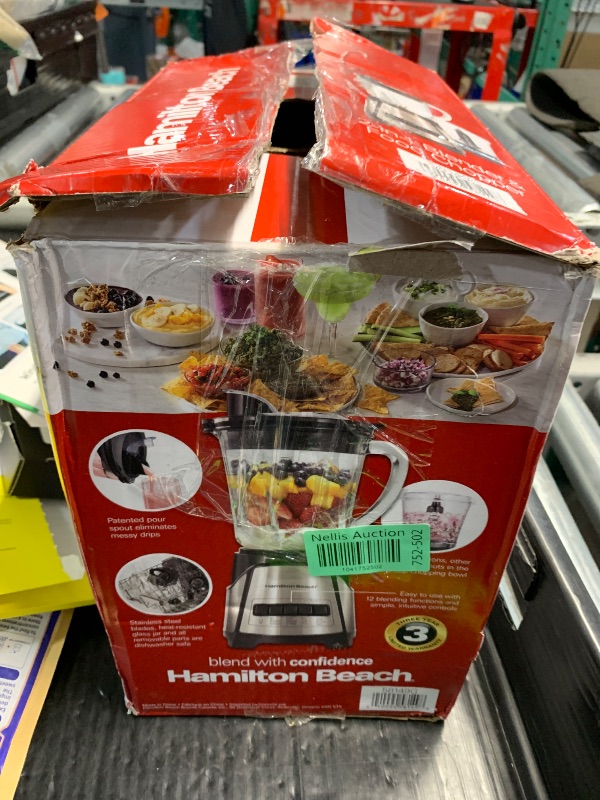 Photo 1 of ***PARTS ONLY*** ***NON REFUNDABLE*** Hamilton Beach Power Elite Blender for Smoothies with 3-Cup Vegetable Chopper, Mini Food Processor, 40oz Glass Jar, 12 Functions for Puree, Ice Crush, Black and Stainless Steel (58149)