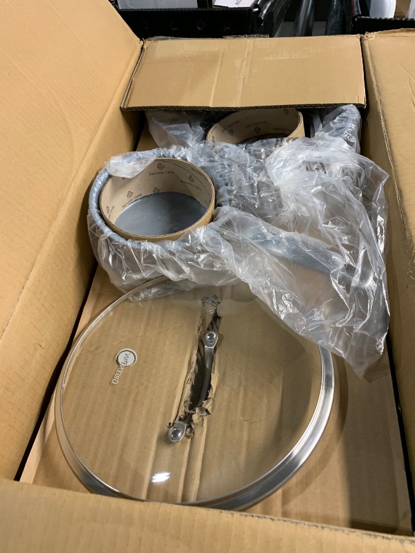 Photo 1 of ***PARTS ONLY***GreenPan Treviso 10 Piece Cookware Set, Non-Toxic PFAS-Free Stainless Steel Ceramic Nonstick Coating, Induction Suitable, Pots, Pans Lids, Sauté & Saucepans, Multi Clad, Dishwasher & Oven Safe
