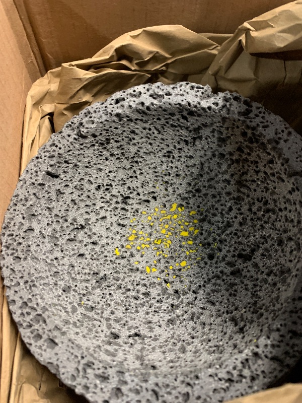 Photo 1 of (HEAVILY USED) Molcajete 6 in Mexican, Handmade with Natural Volcanic Stone, Artisanal Kitchen Utensil for Grinding with Pores for Crushing, Specially Designed for Grinding Spices, Sauces, and Guacamole