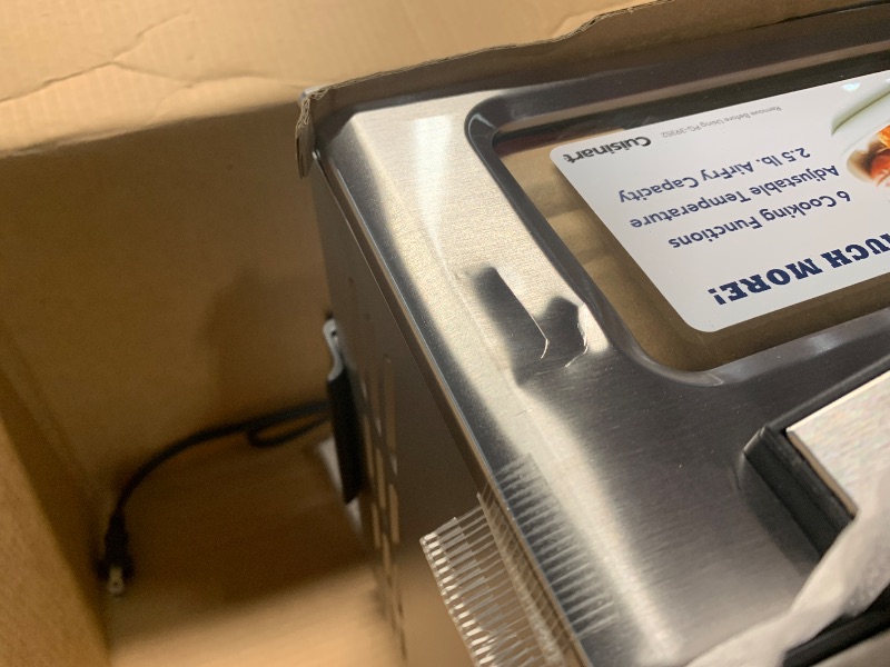 Photo 1 of (NON-FUNCTIONAL) (PARTS/SCRAP) (DENTED) Cuisinart TOA-26 Compact Airfryer Toaster Oven, 1800-Watt Motor with 6-in-1 Functions and Wide Temperature Range, Air Fryer, Stainless Steel