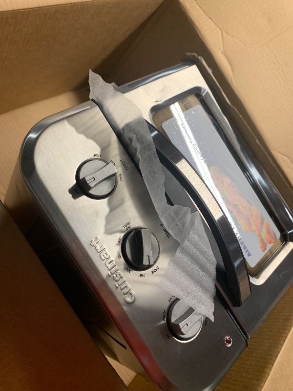 Photo 1 of (NON-FUNCTIONAL) (PARTS/SCRAP) (DENTED) Cuisinart TOA-26 Compact Airfryer Toaster Oven, 1800-Watt Motor with 6-in-1 Functions and Wide Temperature Range, Air Fryer, Stainless Steel