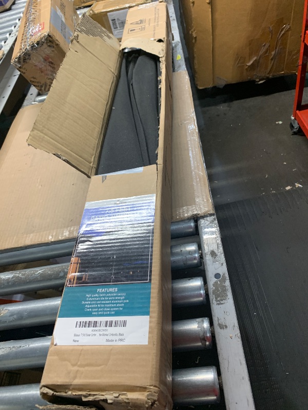 Photo 1 of (Missing pieces)(not all lights work) Blissun 7.5 ft Solar Umbrella 18 LED Lighted Patio Umbrella Table Market Umbrella, Black