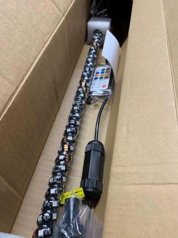 Photo 1 of (Missing pieces) Nirider 4ft LED Whip Light with Flag Pole Remote Control Spiral RGB Chase Light Offroad Warning Lighted Antenna LED Whips for UTV, ATV, Off Road