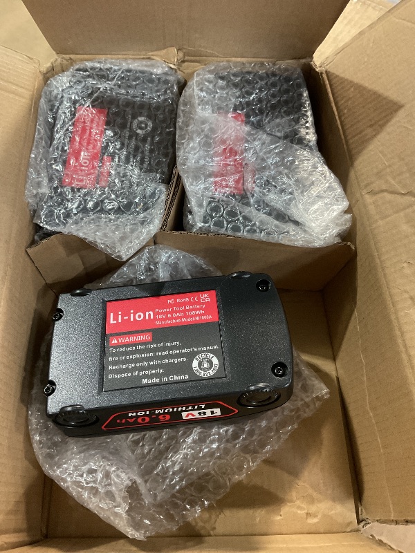Photo 1 of (Missing one) 18v Battery 4Pack Replacement for Milwaukee M18 Battery 6.0Ah,High-Capacity Batteries (Black, 4Pack)