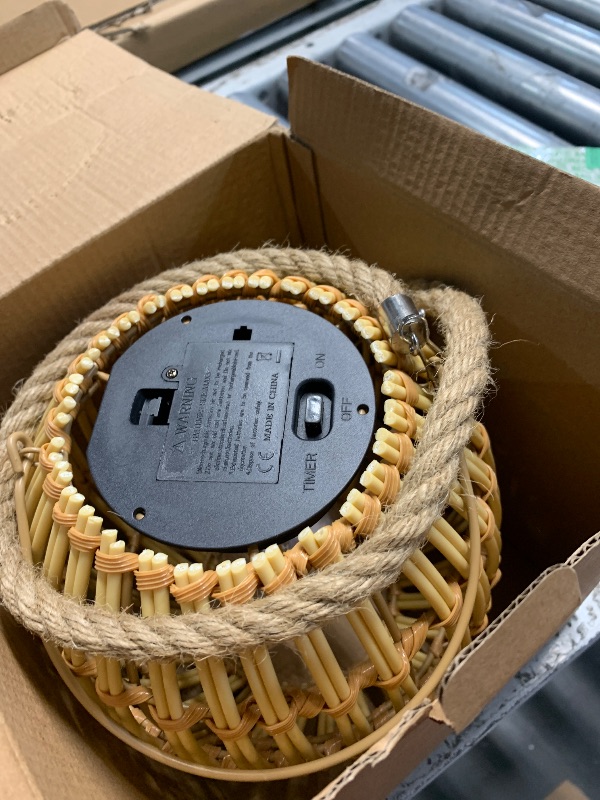 Photo 1 of Outdoor Hanging Lantern,Battery Operated Lanterns Waterproof,Natural Rattan Lantern with Handle Home Decoration for Garden,Yard,Patio,Porch,Trees,Lawn,Pathway,Gazebo