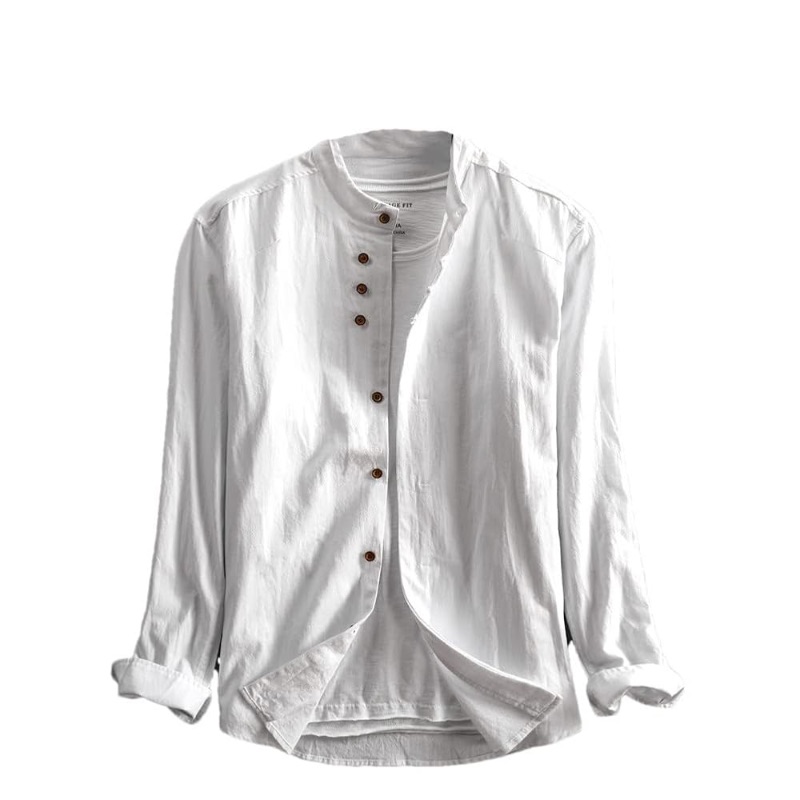 Photo 1 of *** stock photo for reference only**** Casual Shirt Design Button Stand Up Collar Solid Color Long Sleeve Shirt Tops Small US