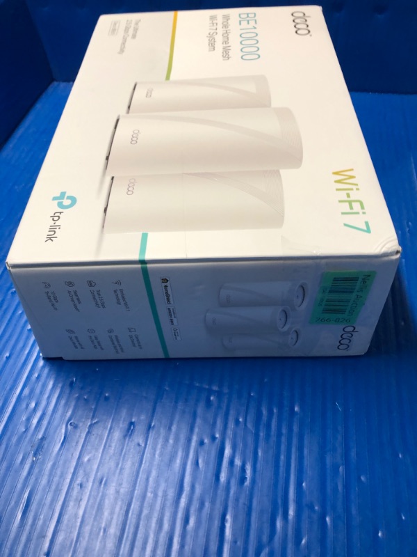 Photo 1 of TP-Link Tri-Band WiFi 7 BE10000 Whole Home Mesh System (Deco BE63) - 6-Stream 10 Gbps, 4X 2.5G Ports Wired Backhaul, 4X Smart Internal Antennas, VPN, AI-Roaming, MU-MIMO, HomeShield (3-Pack)