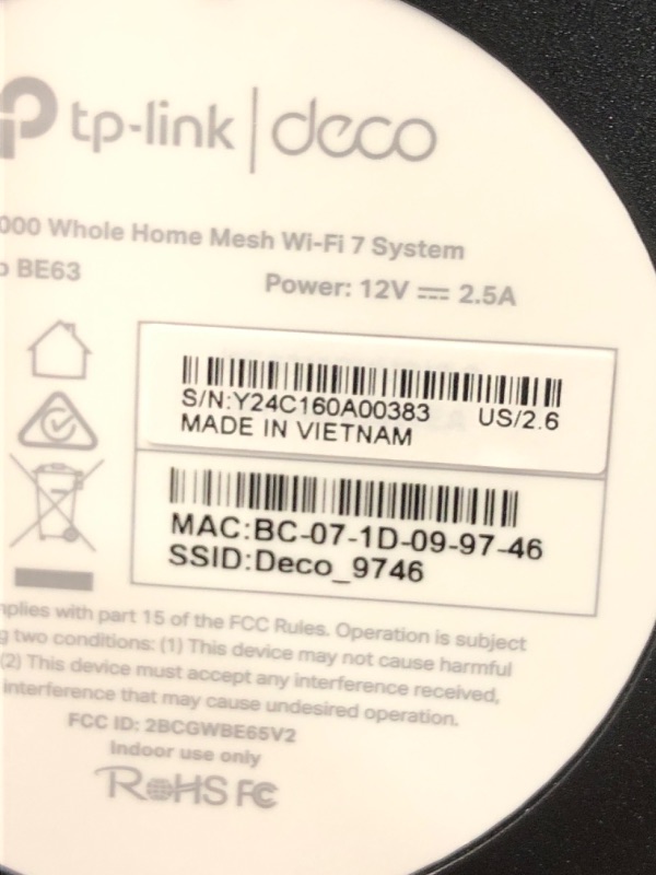 Photo 1 of TP-Link Tri-Band WiFi 7 BE10000 Whole Home Mesh System (Deco BE63) - 6-Stream 10 Gbps, 4X 2.5G Ports Wired Backhaul, 4X Smart Internal Antennas, VPN, AI-Roaming, MU-MIMO, HomeShield (3-Pack)