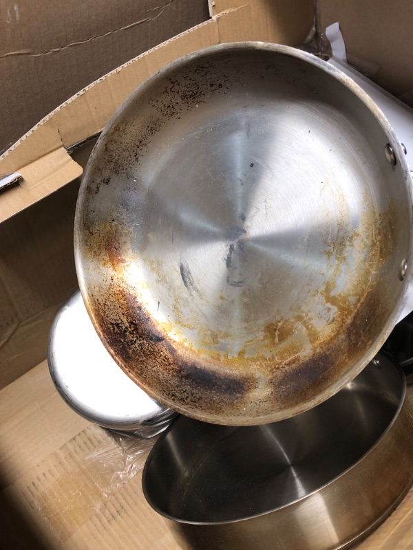 Photo 1 of (HEAVILY USED) (PARITAL SET) Calphalon Classic Stainless Steel Cookware Set, 10-Piece, Impact-Bonded Aluminum Base, Stay-Cool Handles